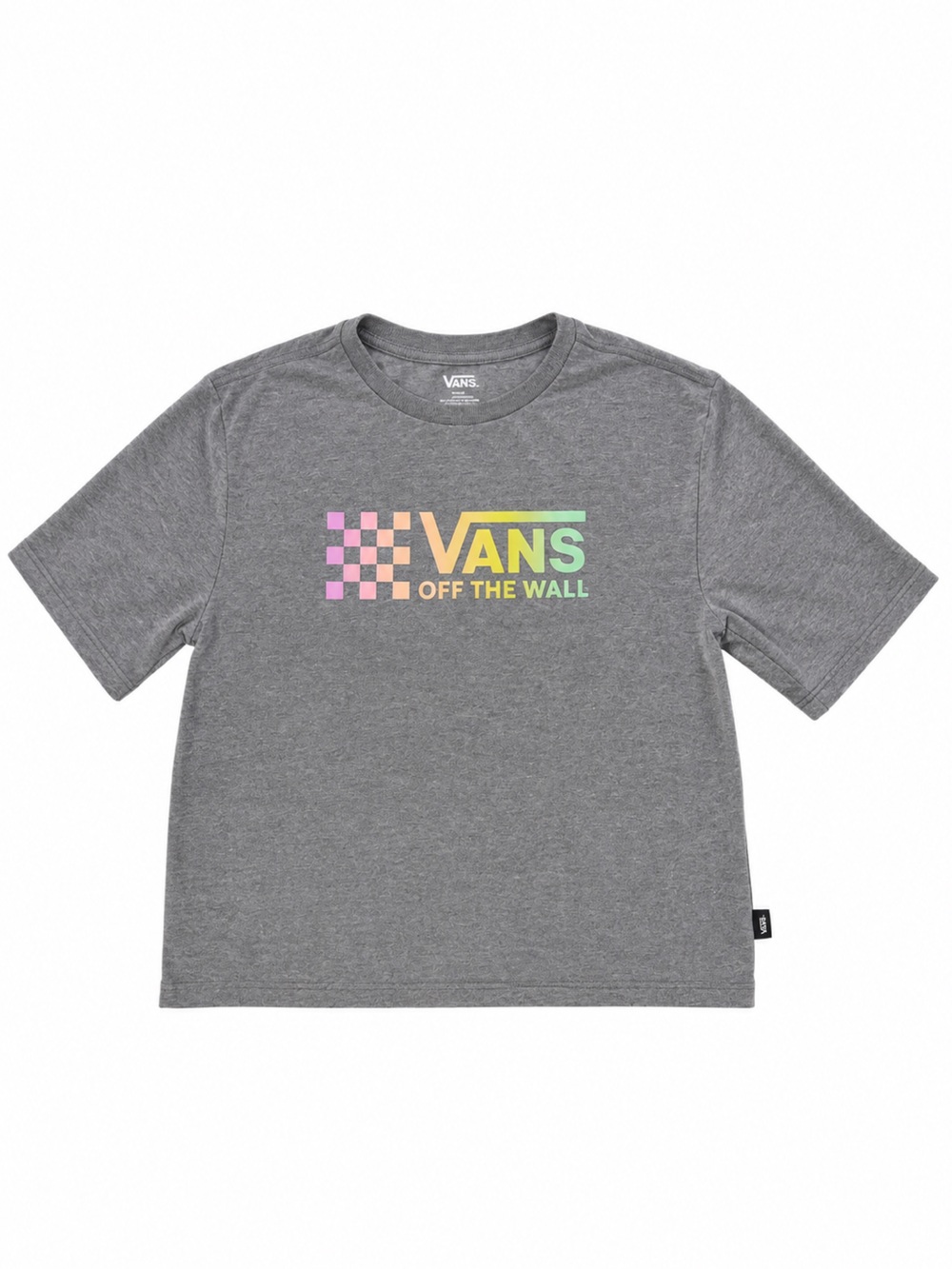 Vans Tee with Pastel Rainbow 'Off The Wall' Logo, slightly cropped, size small